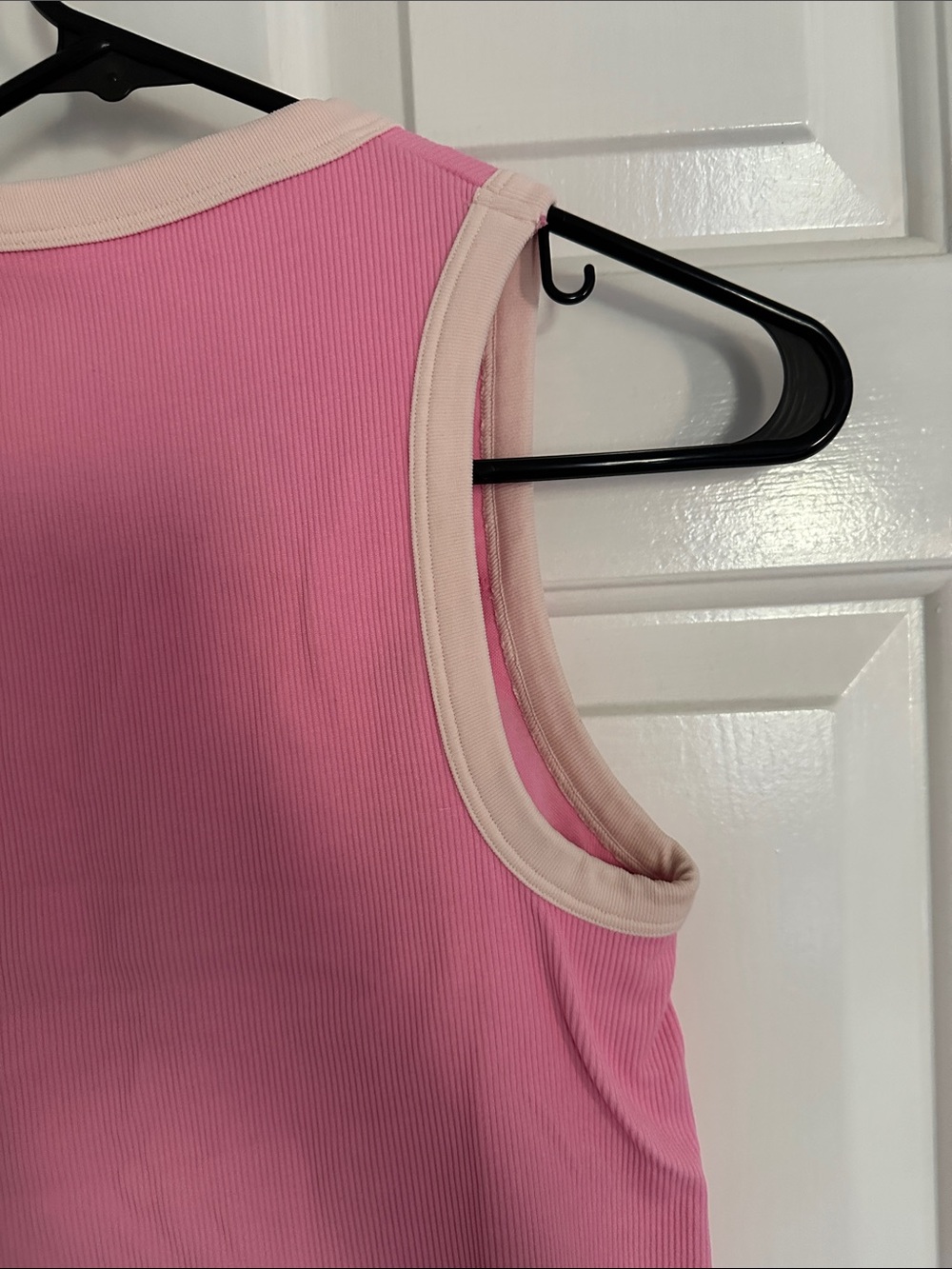 all in motion Pink Ribbed Tank with Cream Trim - Picture 6 of 7